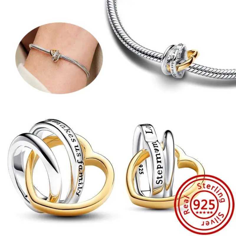 New Golden Heart Angel Feather Mom Family 925 Sterling Silver Lucky Beads Fit Original Pendant Charm Bracelet Women Jewelry XJ250607