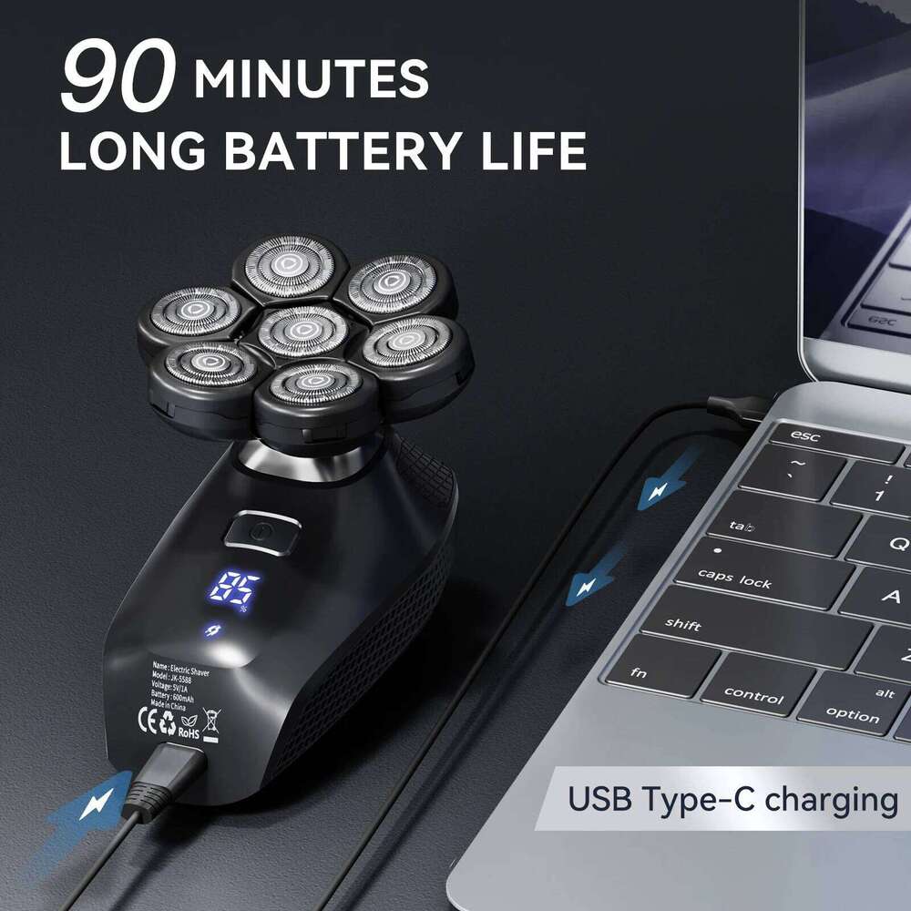 Kensen S8 Electric Shavers For Men 7D Floating Cutter Rechargeable Ipx6 Waterproof Beard Trimmer Bald Head Shaving Hine