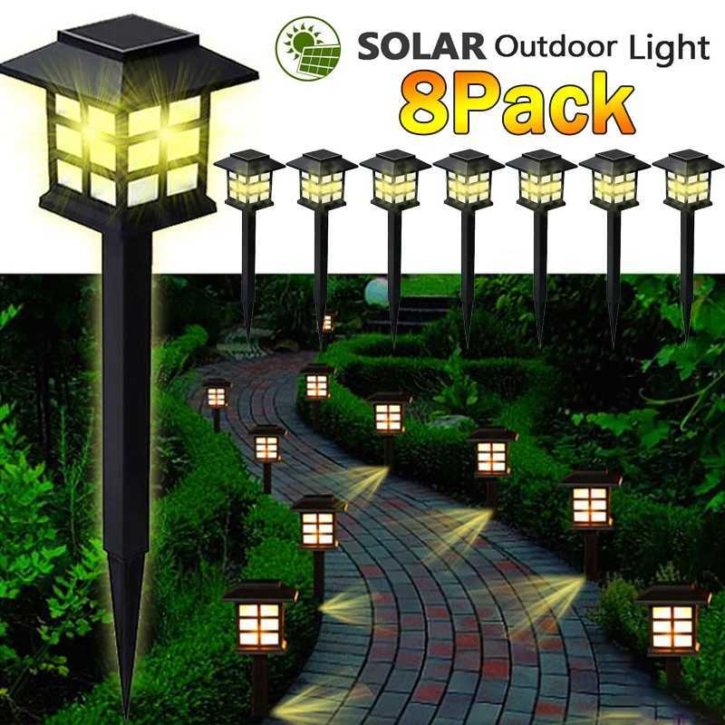 New Upgrade Solar Pathway Lights Outdoor Waterproof Walkway LED Garden Decor Street Lamp for Landscape Yard Patio 2/4/6/8Pcs XJ250606
