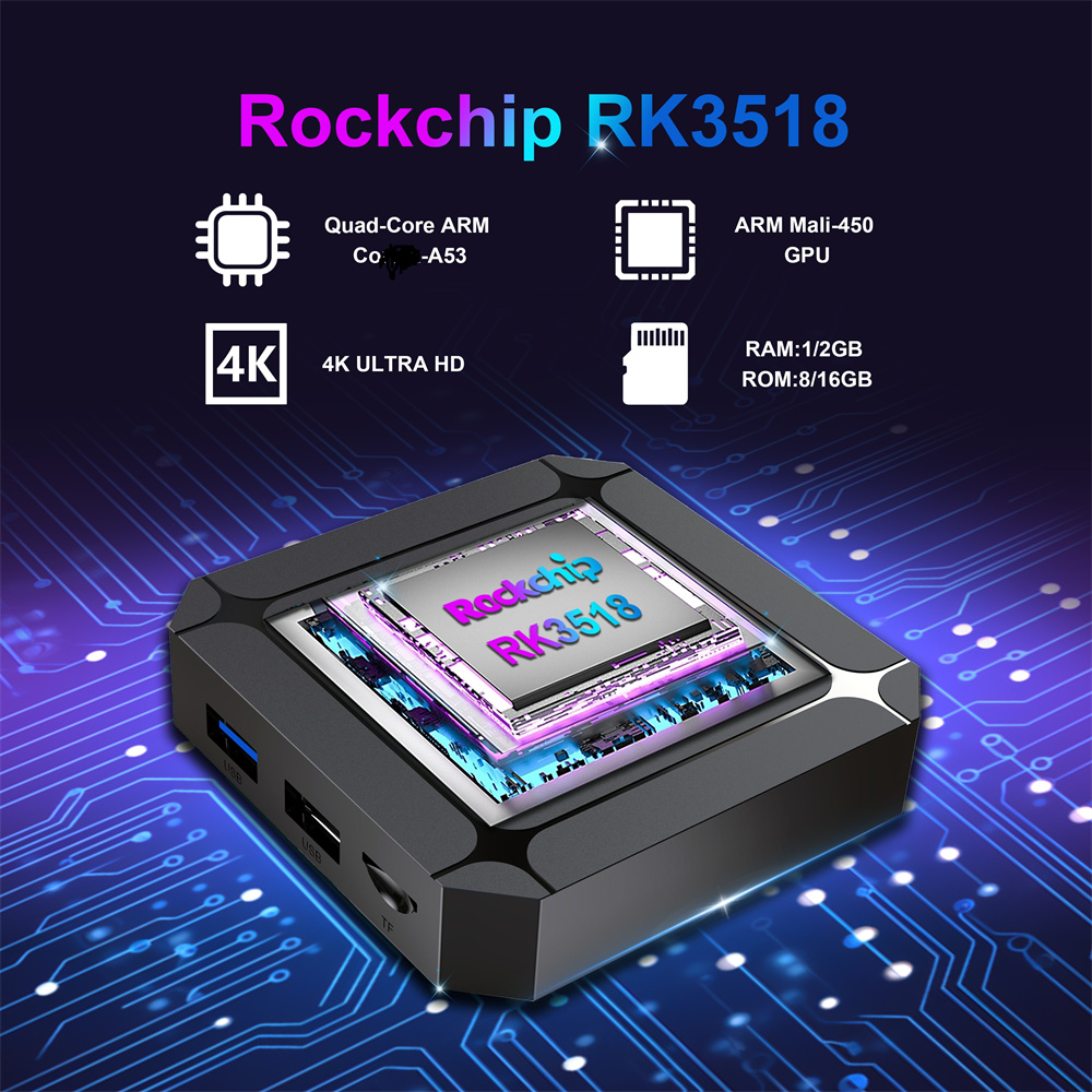 X96Q Rockchip RK3518 Android 14 TV BOX 4K USB3.0 4K WIFI6 2G+16G Smart Media Player 100M LAN