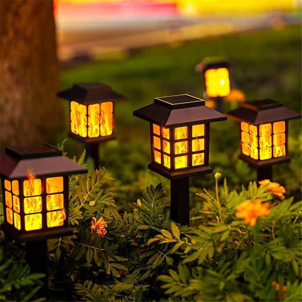 2/4 pcs 10LEDS Solar Flame Torch Light Flickering Light Waterproof Garden Decoration Outdoor Lawn Path Yard Patio Floor Lamp XJ250606