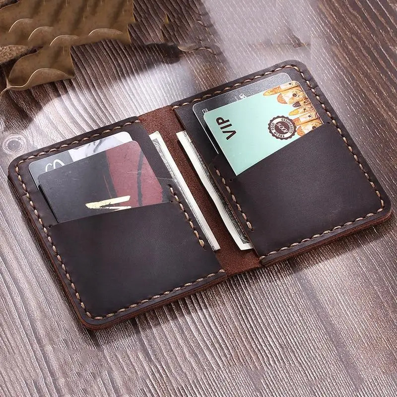 Handmade Leather Credit Card Holders Crazy Horse Leather Wallet for Cards Genuine Leather Bank Cardholder 250605