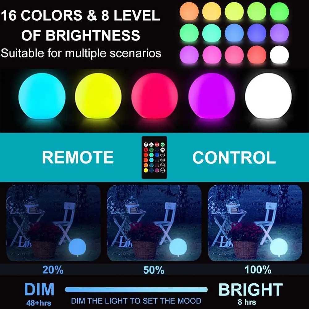 Solar Ball Light Outdoor Waterproof Garden 16 RGB Color Luminous Round Light Remote Control For Yard Lawn Backyard DecorationXJ250606