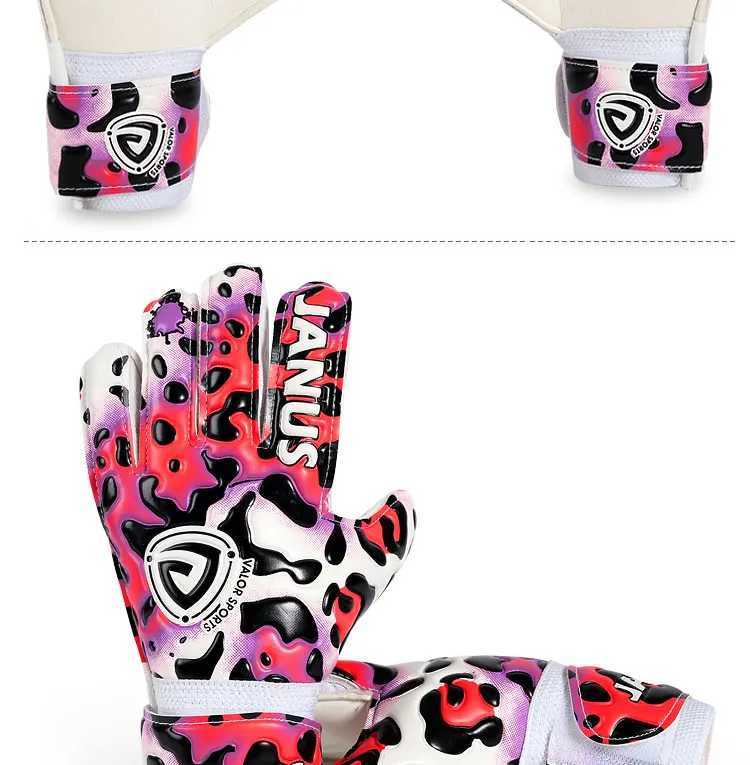 Professional Children Finger Protection Outdoor Latex Thickened Soccer Goalkeeper Gloves Leopard Printed Goalie Gloves XJ250606