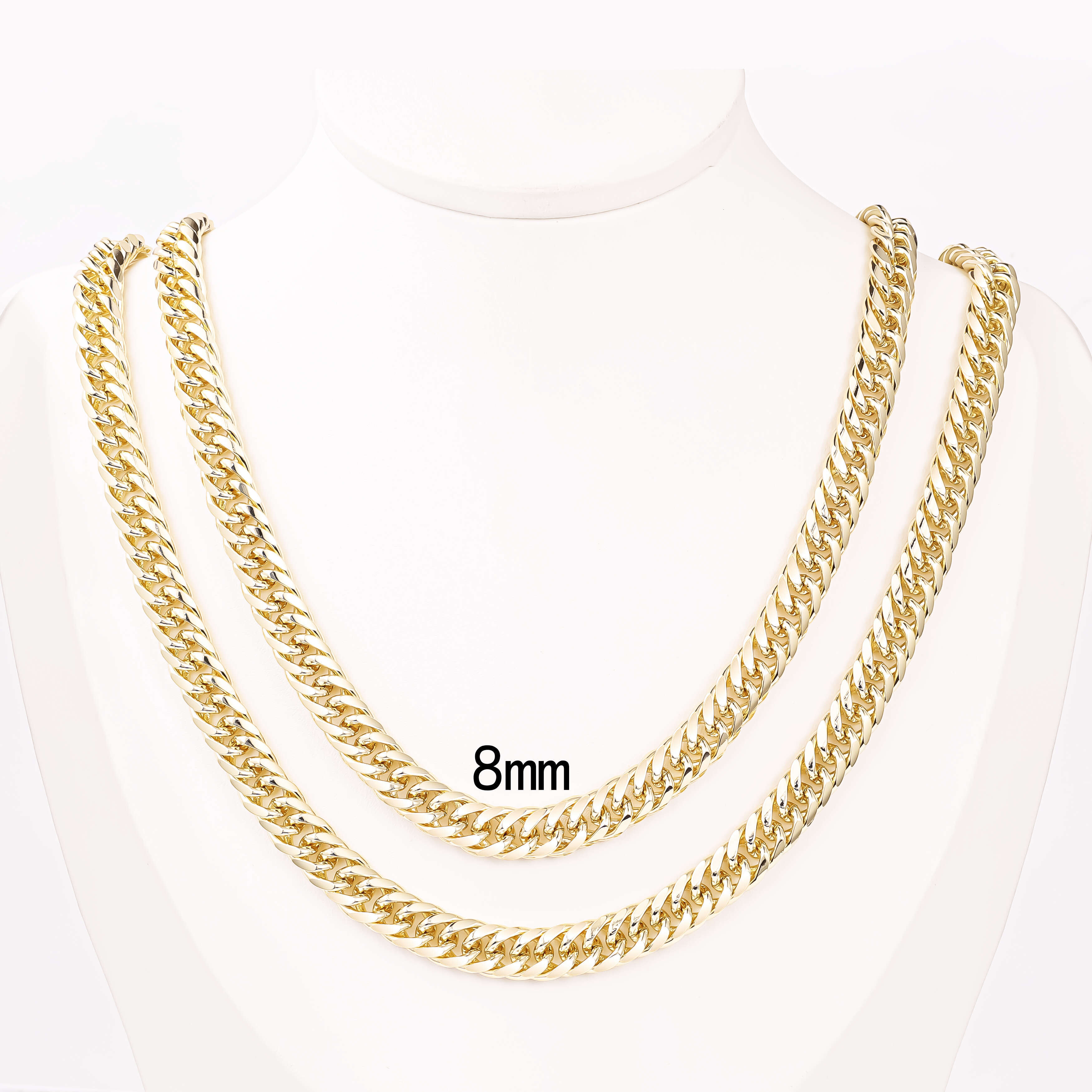 Fashion Jewelry 14K Read Gold Filled Plated Hip Hop Necklace Cadenas Cubana De Oro Franco Miami Diamond Cut Cuban Link Men Chain