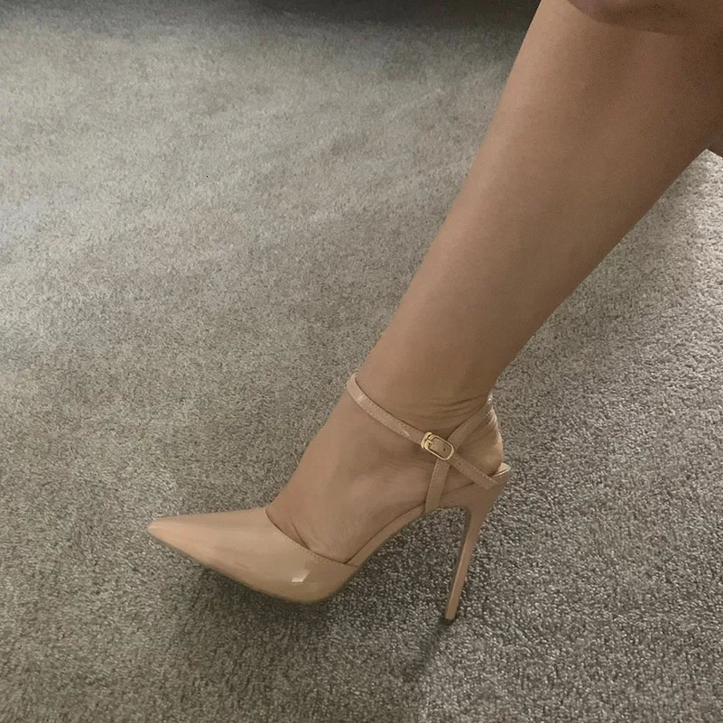 Women 10.5cm High Heels Sandals Lady Metallic Gold Silver Patent Leather Stripper Strap Sandles Wedding Fetish Nightclub Shoes 250605