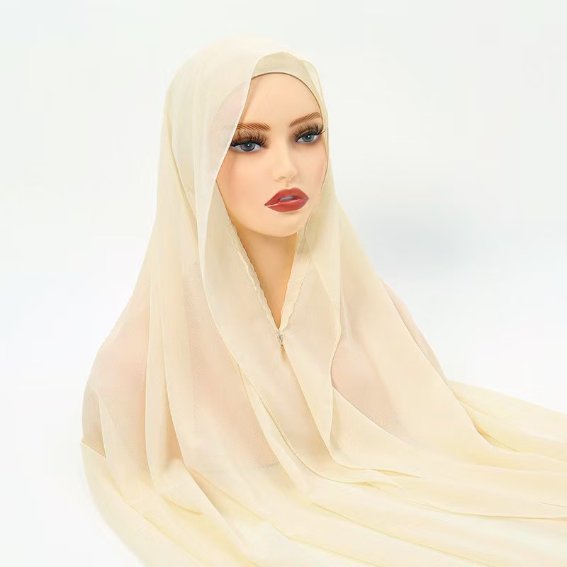 T909 new lazy chiffon convenient headscarf magnet buckle fixed anti-drop solid color versatile scarf