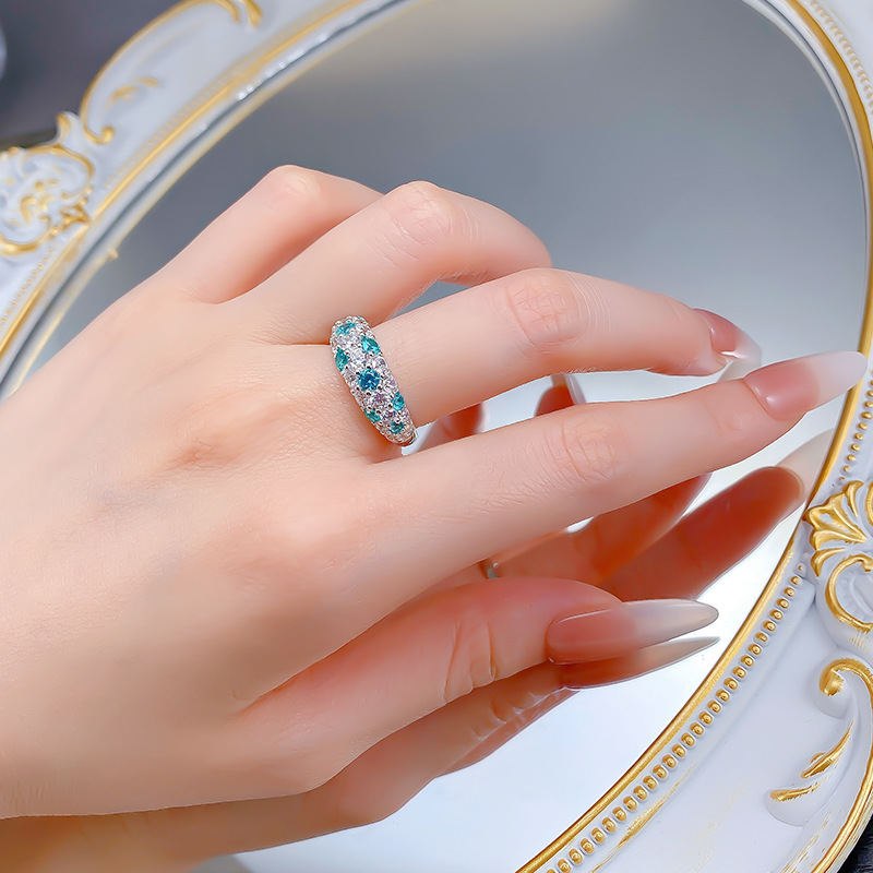 2025 Choucong Ins Top Sell Luxury Jewelry Soild 100% S925 Sterling Silver Full Gypsophila Green Lab Moissanite Diamond Eternity Women Wedding Band Rin