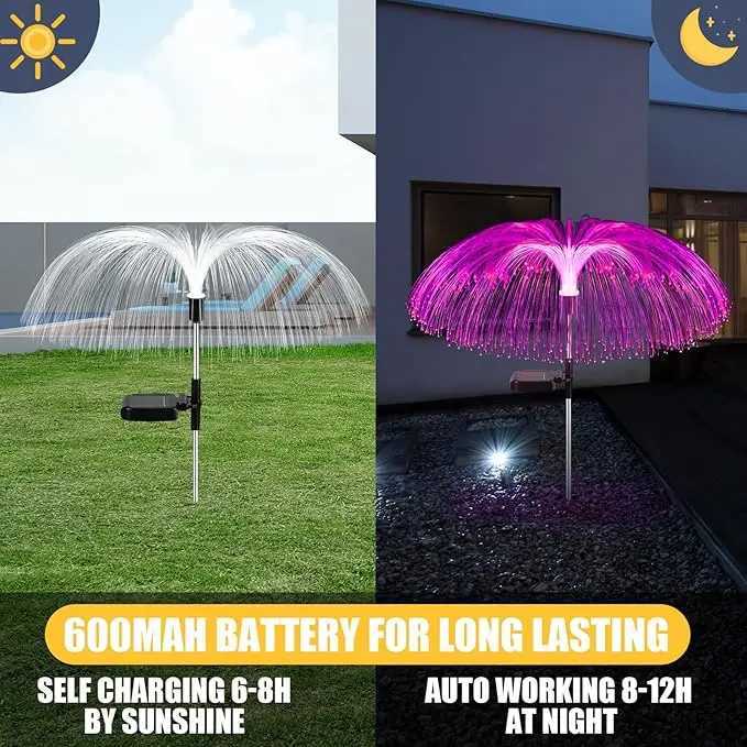 Solar Outdoor Lights for Garden Waterproof Jellyfish 7 Color Changing Lawn Solar Lights Flower Yard Light Decorative for Pathway W250607