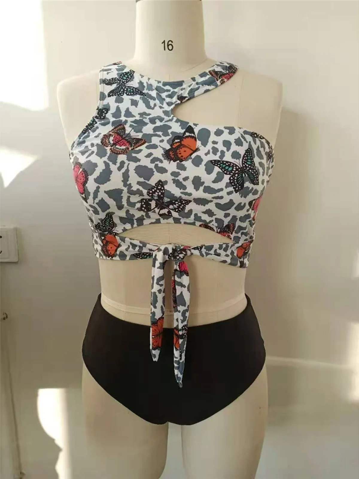 0XL 4XL Printed Bikini Plus Size Large Swimwear Women Swimsuit Female Twopieces set Bather Bathing Suit K6596 250603