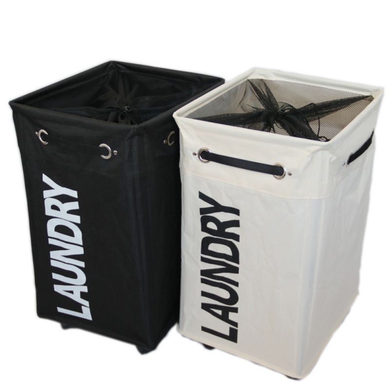 Large capacity foldable dirty clothes basket with wheels