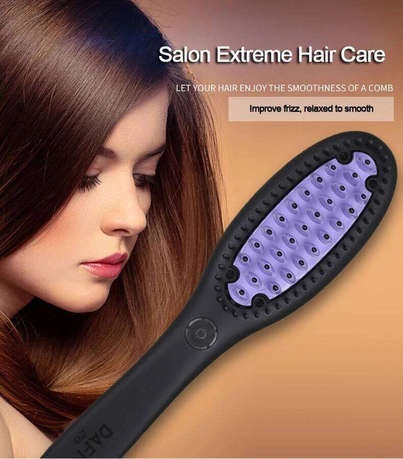 Hair Straightener Ceramic Fast Straightening Heating Hot Comb Women's Smoothing Brush Styling Tool Curling Iron
