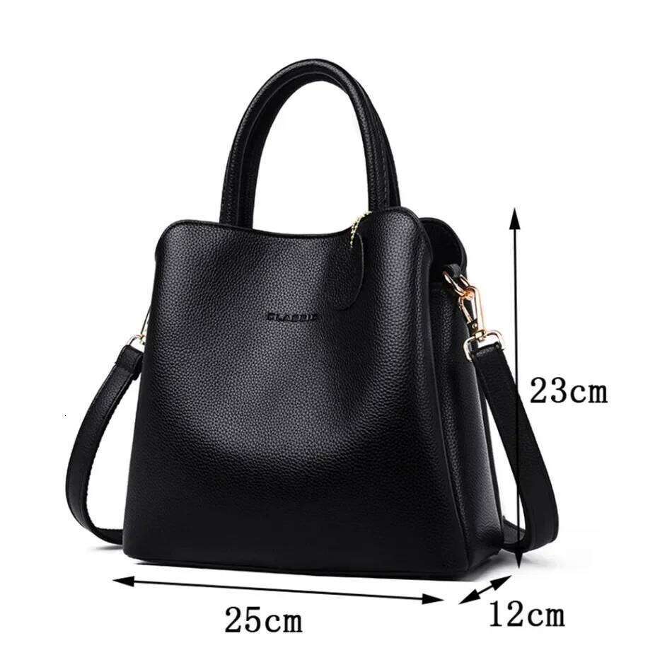 New 3 Pocket Leather Handbags Designer Female Croosbody Bags For Women Small Casual Tote Bag Sac A Main