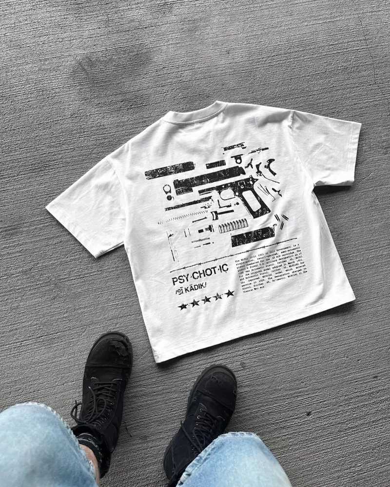 American High Street Letter Print Short Sleeve T-shirt Men Y2k New Fashion Retro Casual Top Gothic Hip Hop Harajuku Couple Shirt W250607