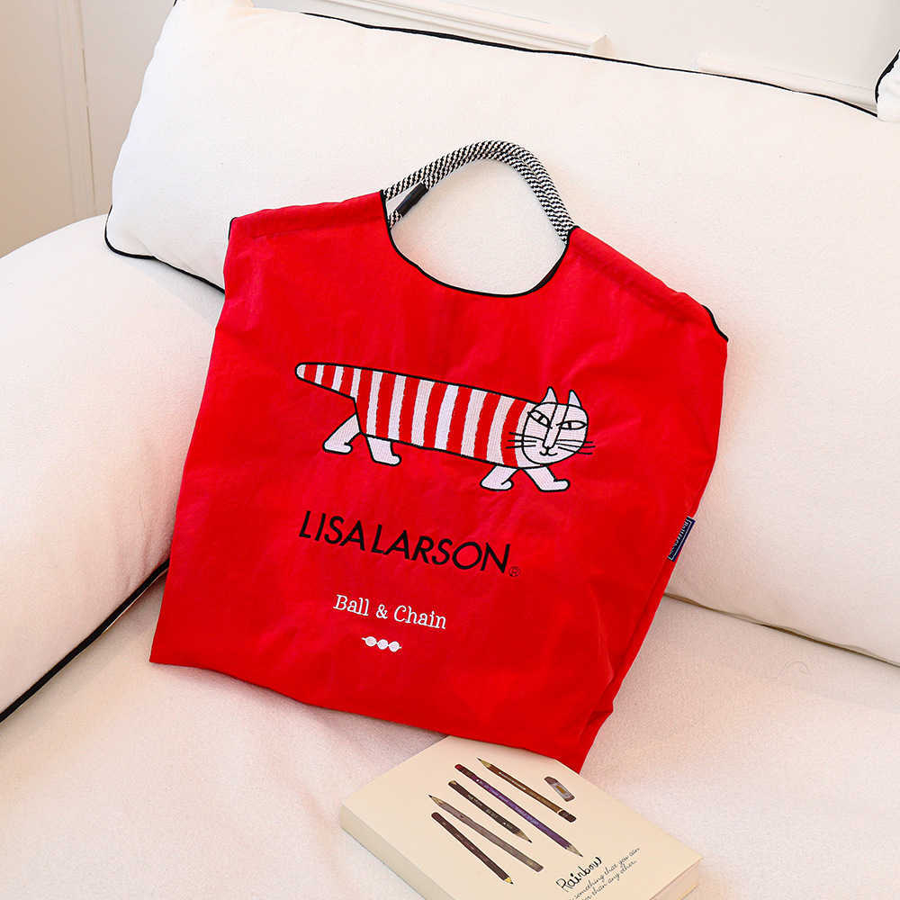 Newly launched, exclusive and versatile ballchain embroidered eco-friendly nylon single-shoulder shopping bag, hand-held, large capacity, crossbody bag