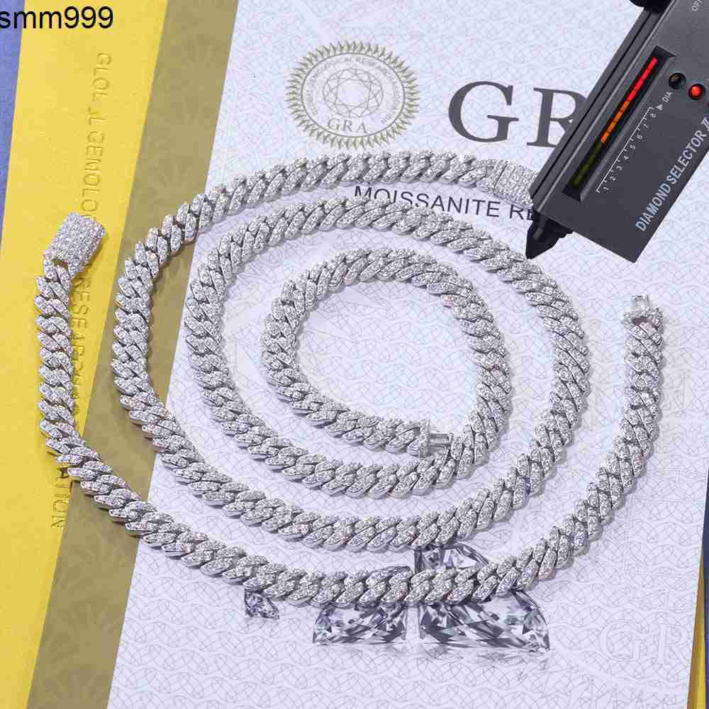 Hight Quality 6MM VVS Moissanite Cuban Link Men Hip Hop Jewelry White Gold 925 Silver Cuban Chain Necklace for Women Gift