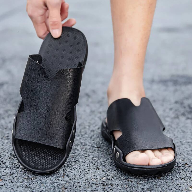 Ddmyoutdoor MAEDEF Beach Sandals Lightweight Comfortable Man Shoes Slides Big Size Slipper For Men Soft Breathable Summer Black Slippers Outdoor Shoes