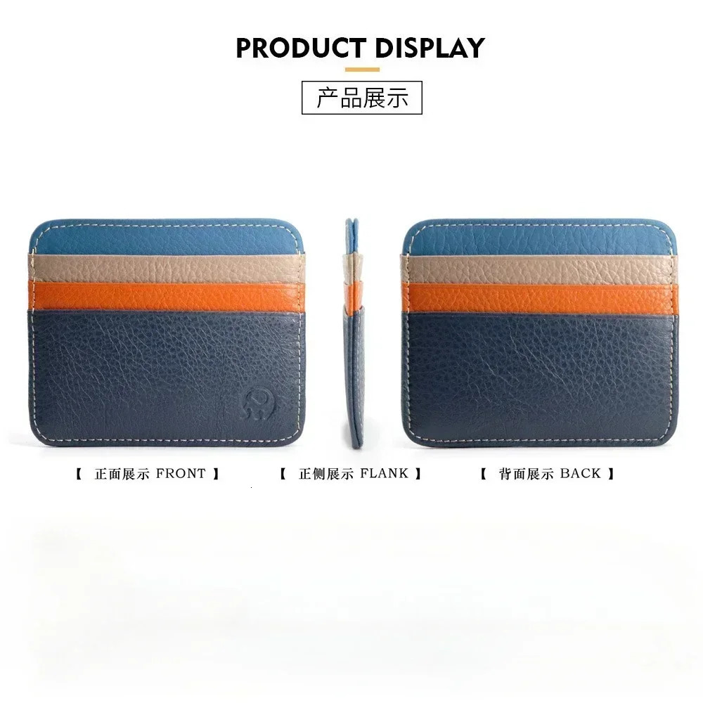 Thin Genuine Leather Mini Wallet Slim Bank Credit Card Holder Mens Business Small ID Case for Man Purse 6 Slots Cardholder 250605