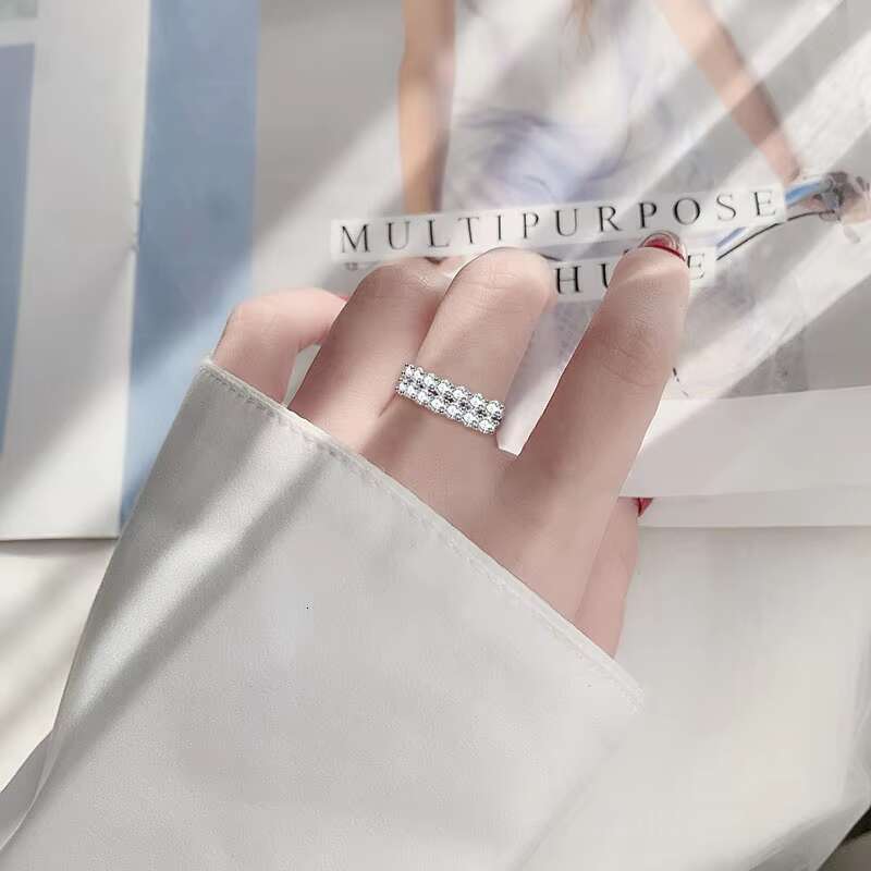 925 Sterling Silver Non-Fading Womens Diamond Ring European American Style High Version Moissanite Gemstone Cross-Border