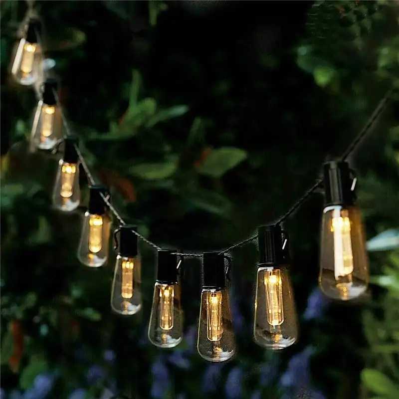 Outdoor Solar String Lights LED IP65 Waterproof Edison Bulb Retro Vintage Christmas Garland Garden Party Decoration Fairy Lamp XJ250606