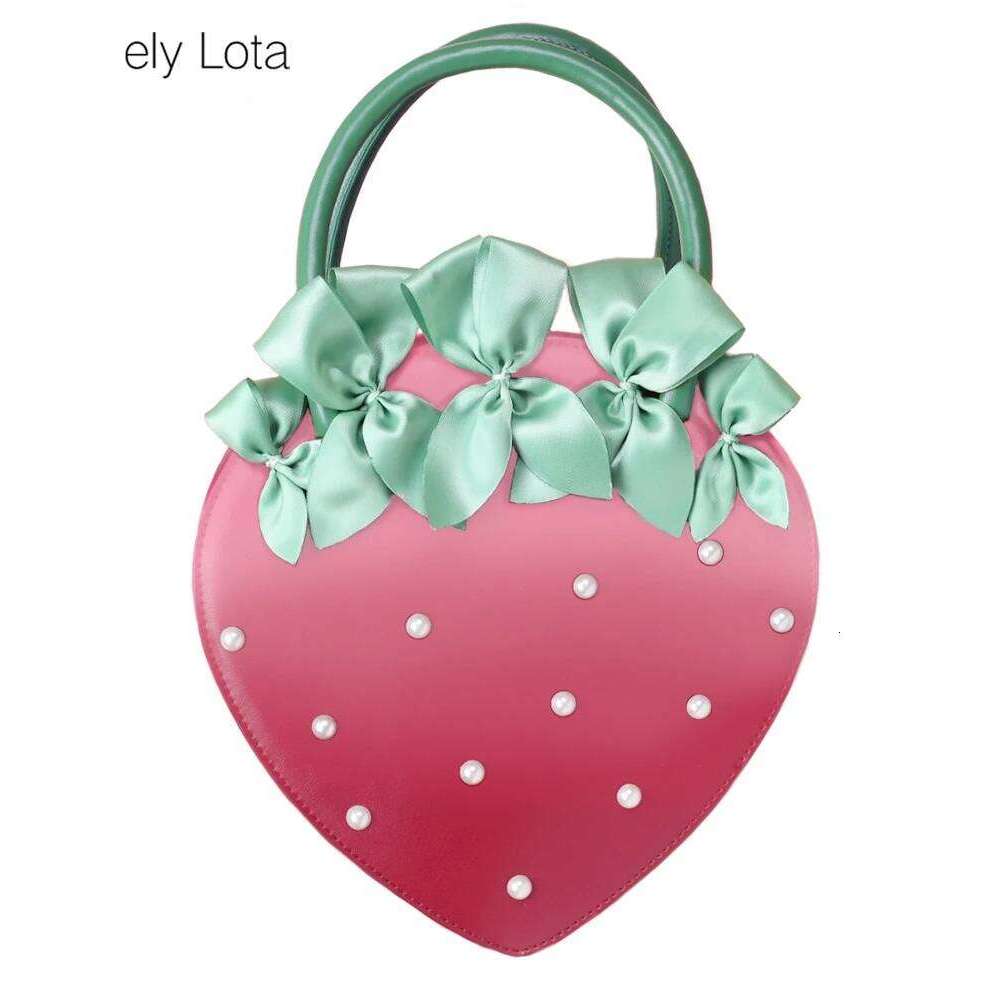Original Lolita Sweet Girl Handbag Japanese Cute Little Strawberry Pearl Red Bow Daily Versatile Portable Diagonal Straddle Bag