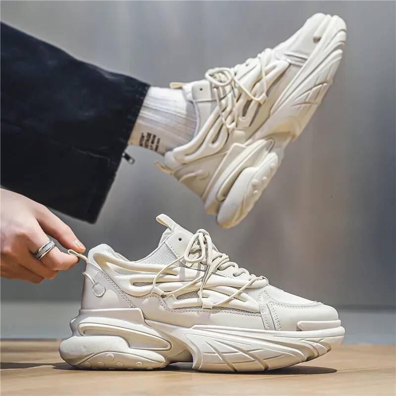 Ddmyoutdoor Men S New Summer Breathable Sports Shoes With Thick Soles And Elevated Mesh Red Fashionable Lace Up Outdoor Shoes