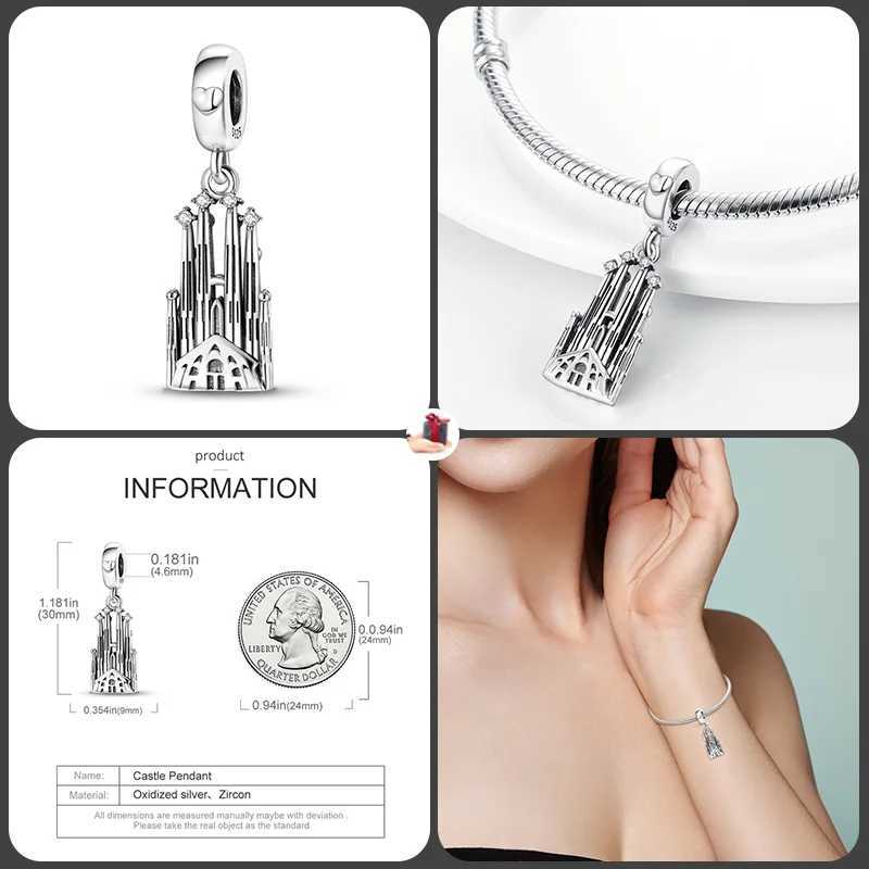 925 Sterling Silver Fashionable Tower Architectural Silver Collection Charm Beads for Brand Original Bracelet DIY Jewelry Gift XJ250607