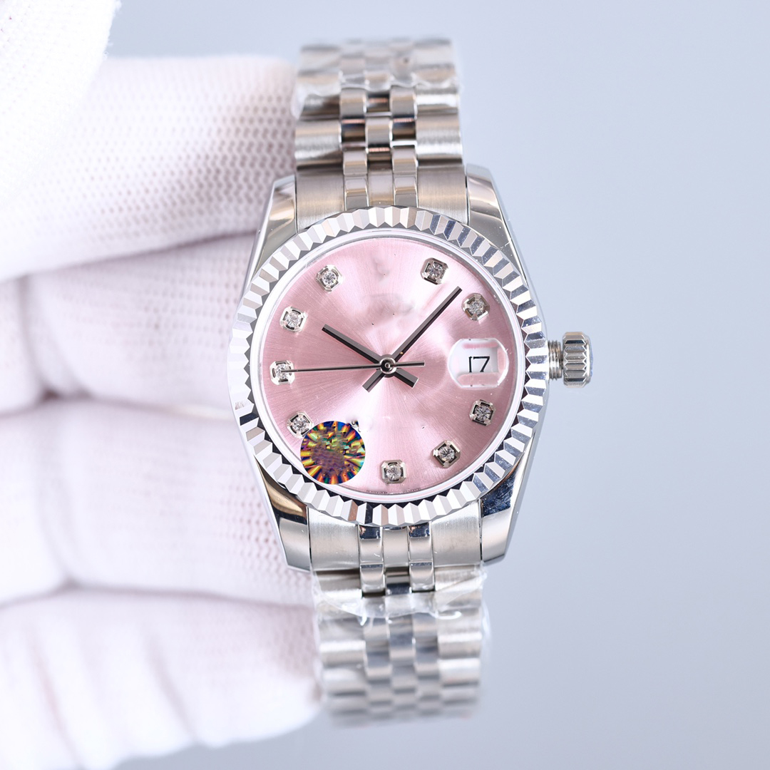 Designer Womens Watch 28mm Date Just Pink Face Square Candy Diamond Fashion Watch 279174-0003