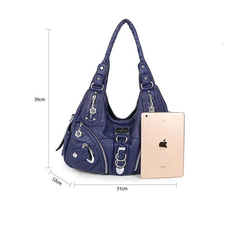 Multi Pockets Vintage Wash Leather Female High Capacity Handbags For 2020 Women Brand Shoulder Crossbody Bags