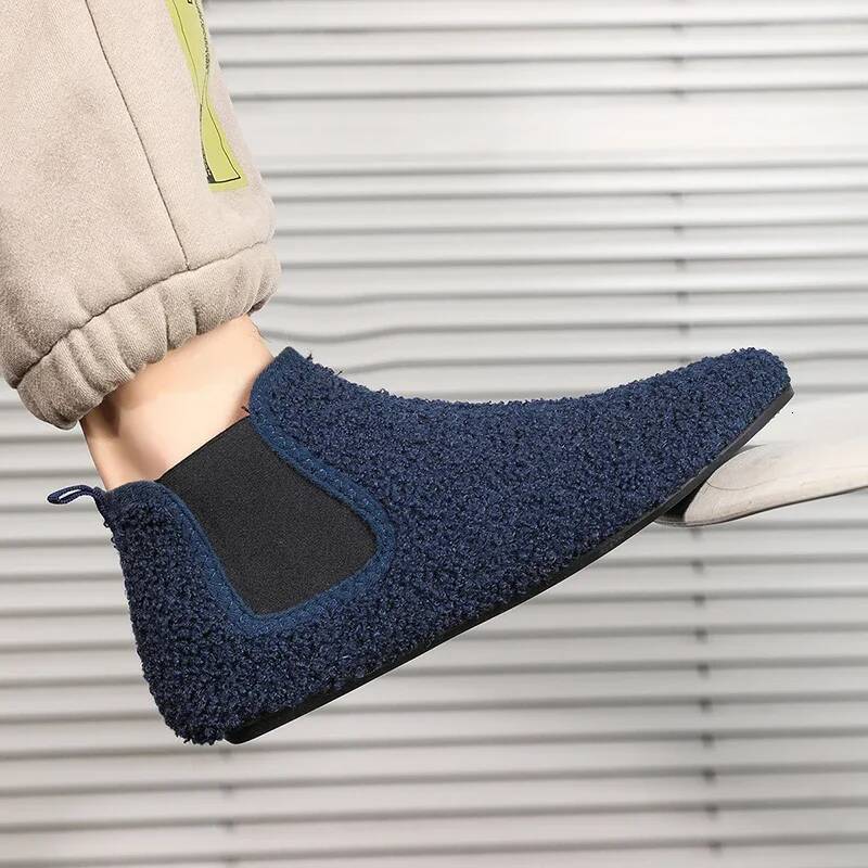 Ddmyoutdoor Winter Cotton Warm Plush Lined Indoor Male House Slippers Outdoor Men Walking Ankle Boots Man Casual Flats Shoes Beach outdoor shoes