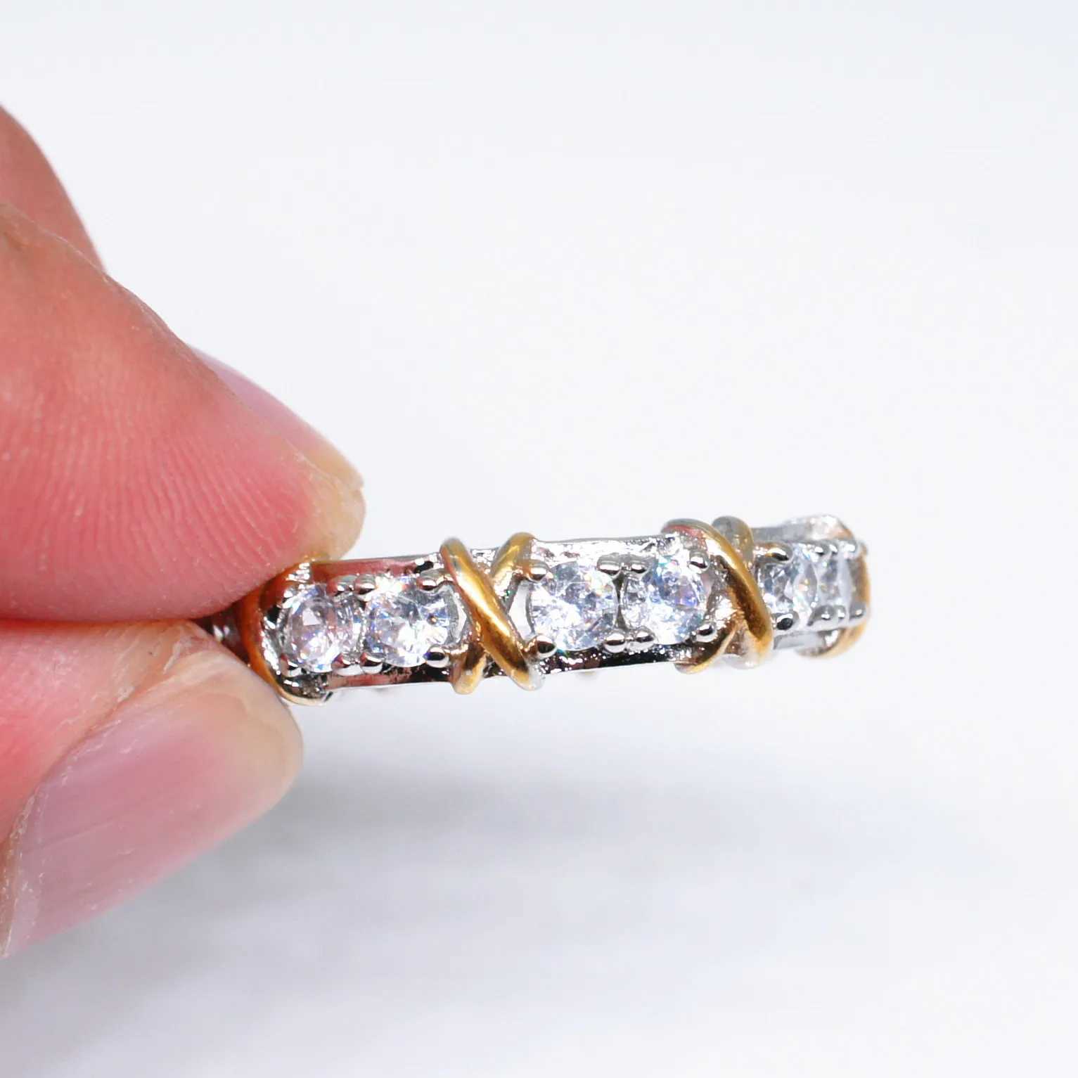 925 Sterling Silver Rings Gold Separation Inlaid Zircon Rings For Women Glamour Jewelry Engagement Wedding Gifts XJ250606