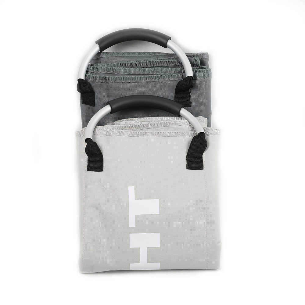 Large capacity three grid sponge aluminum handle hand-held dirty clothes basket