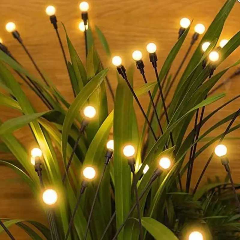 Solar Firefly Lawn Lamp 6/8/10 LEDs Glowworm Lights Outdoor Camping Courtyard Atmosphere Decoration XJ250606
