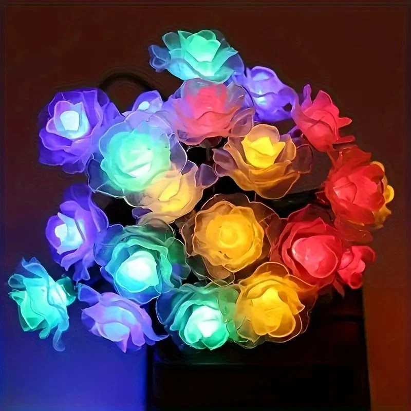 Solar string outdoor garden lamp decorative light LED rose string light waterproof lamp For garden outdoor decorations W250607