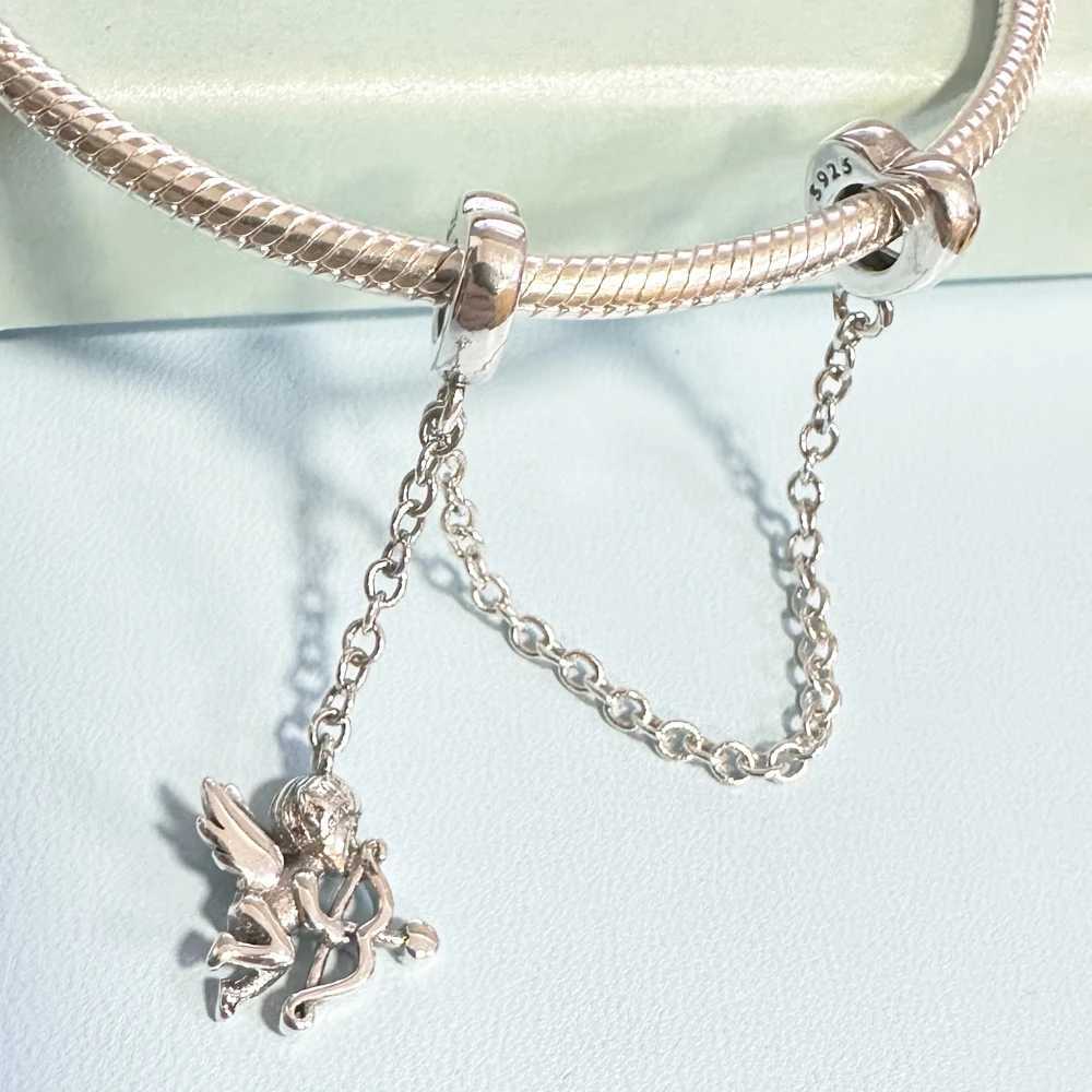 New 925 Silver Bees Flower Stars Safety Chain Charms Beads Fit Original Bracelet Accessories Safety Chain DIY Jewelry For Women XJ250607