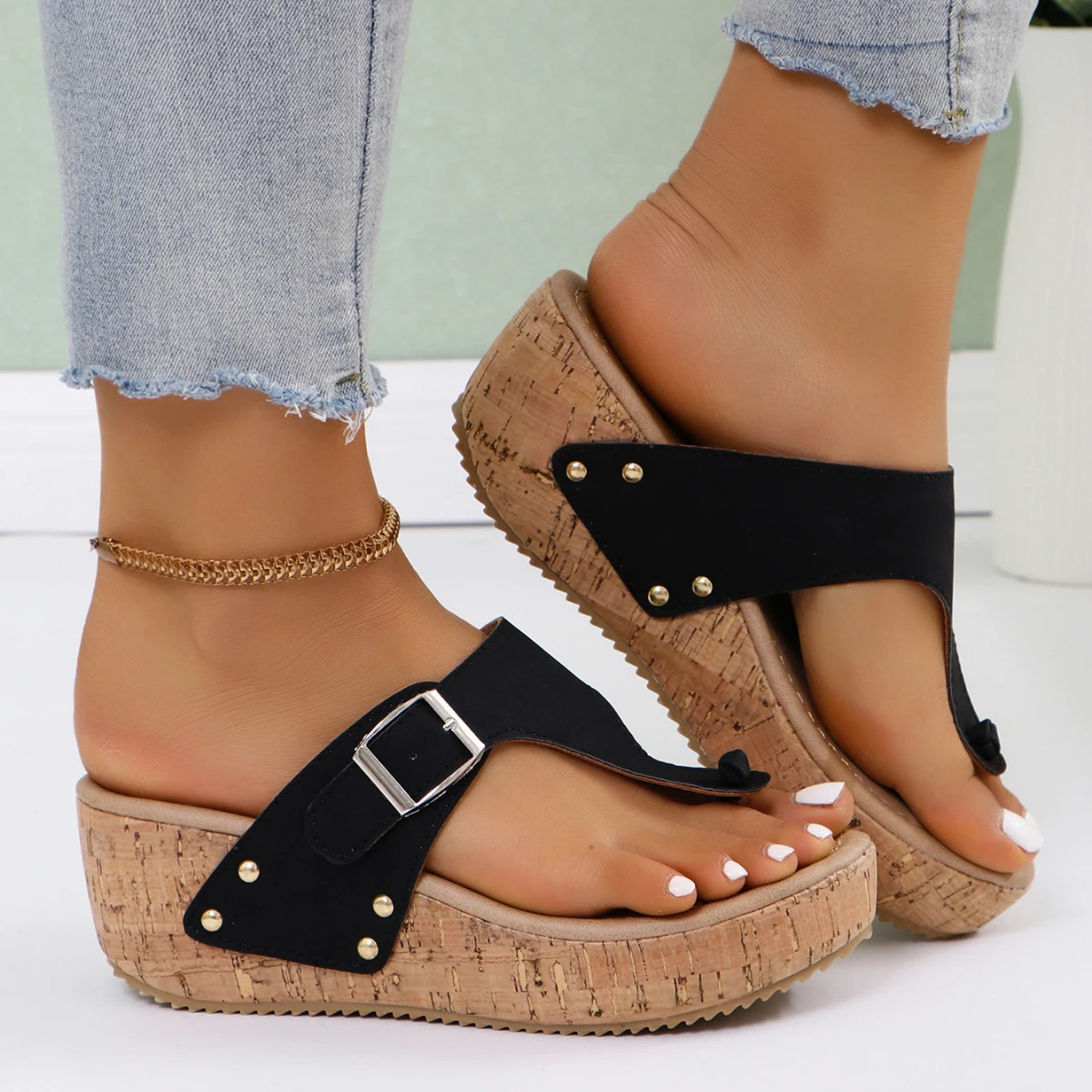 Women Sandals Platform Clip Toe Slippers Flip Flops Summer Wedges Fashion High Heels Shoes for Women Trend Outdoor Sandals 250605