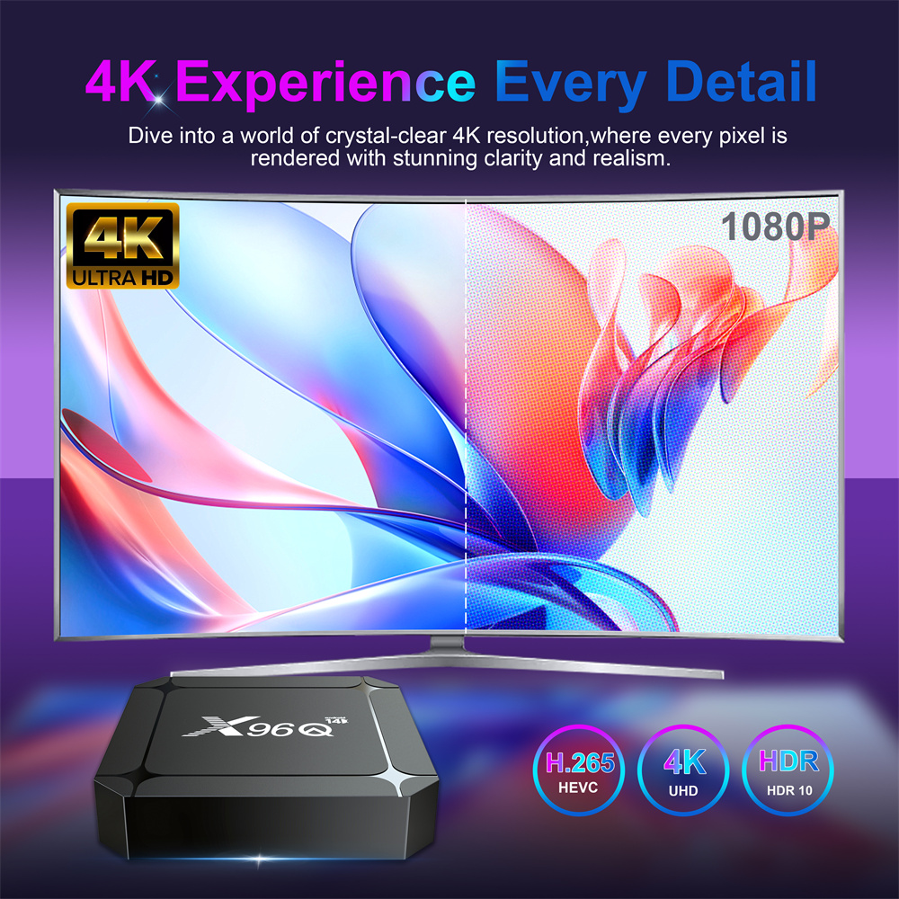 X96Q Rockchip RK3518 Android 14 TV BOX 4K USB3.0 4K WIFI6 2G+16G Smart Media Player 100M LAN