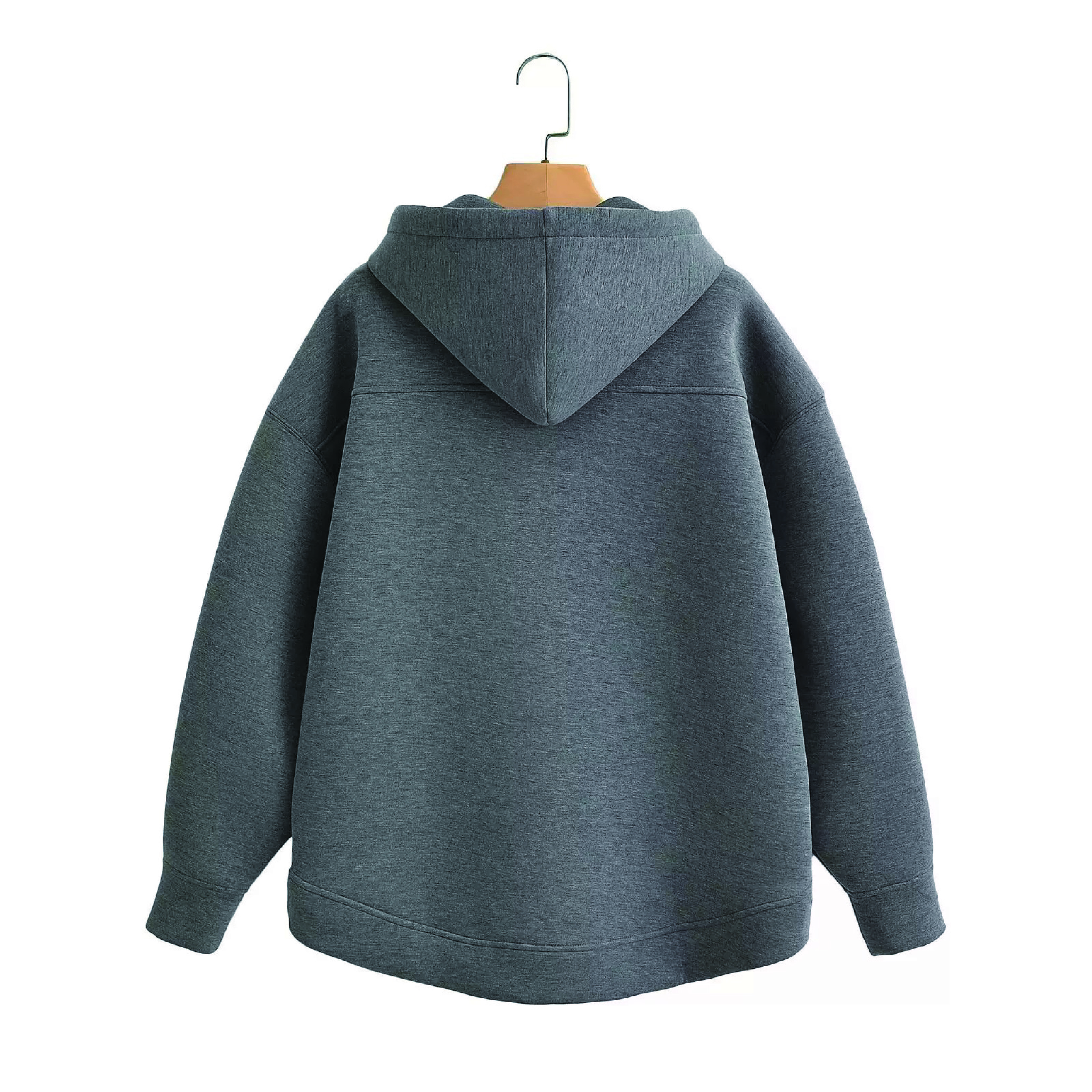 Women's Hooded Zip-Up Sweatshirt with Contoured Silhouette - Versatile & Comfortable