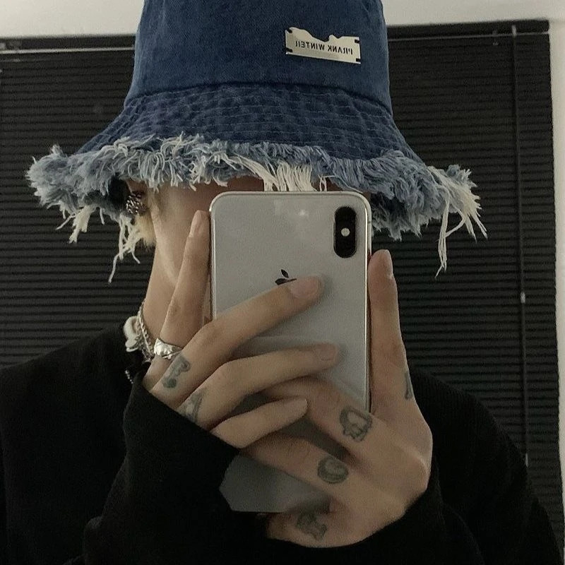 Fashion Washed Denim Bucket Hat Summer Sun Protection Mens Outdoor Fishing Cap for Womens Stylish Frayed Edge Fisherman Hat 250605