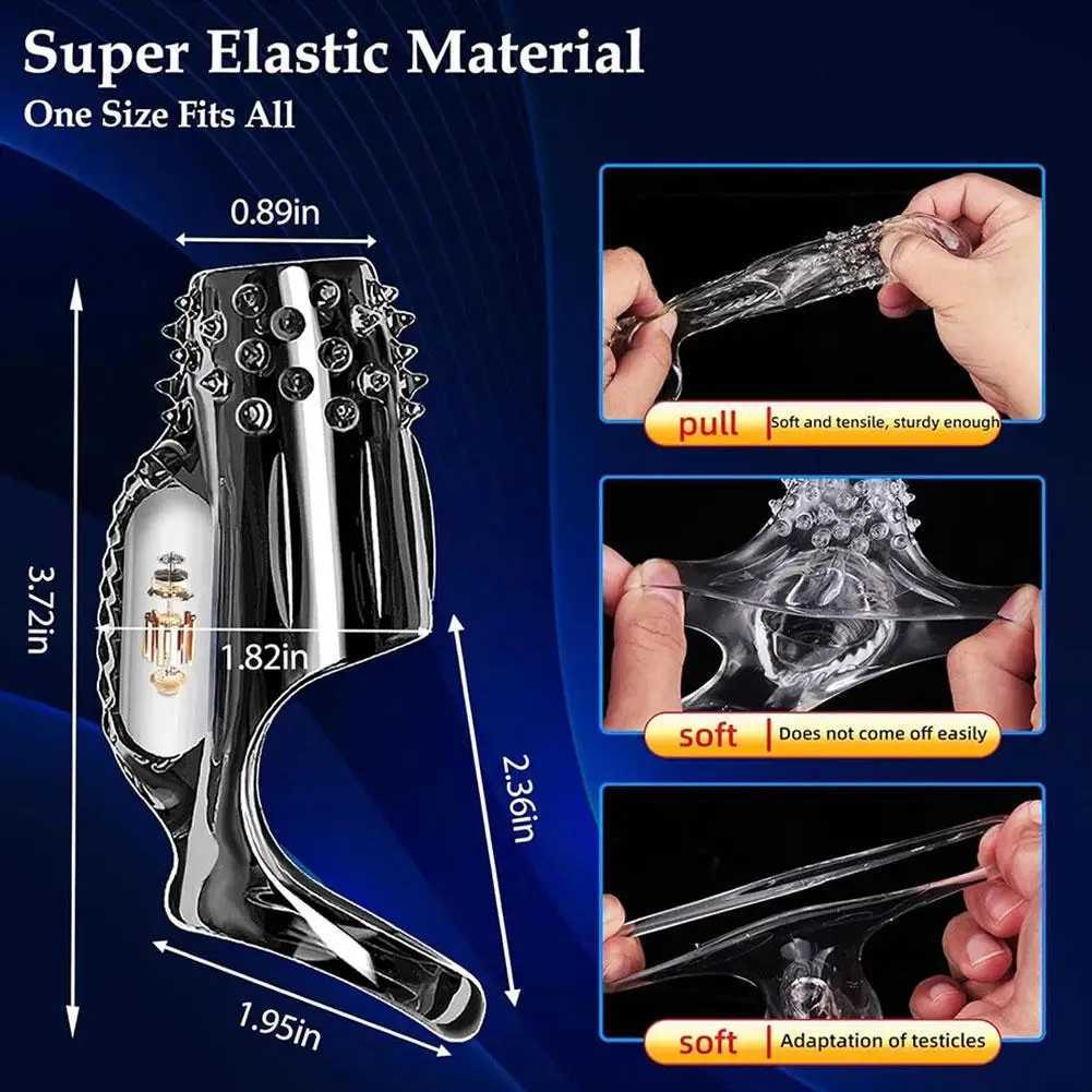 Reusable Vibrating Cock Penis Ring Sleeve Extensions Delay Ejaculation Stronger Erection Adult Ring Cock Sex Toys For Men XJ250607