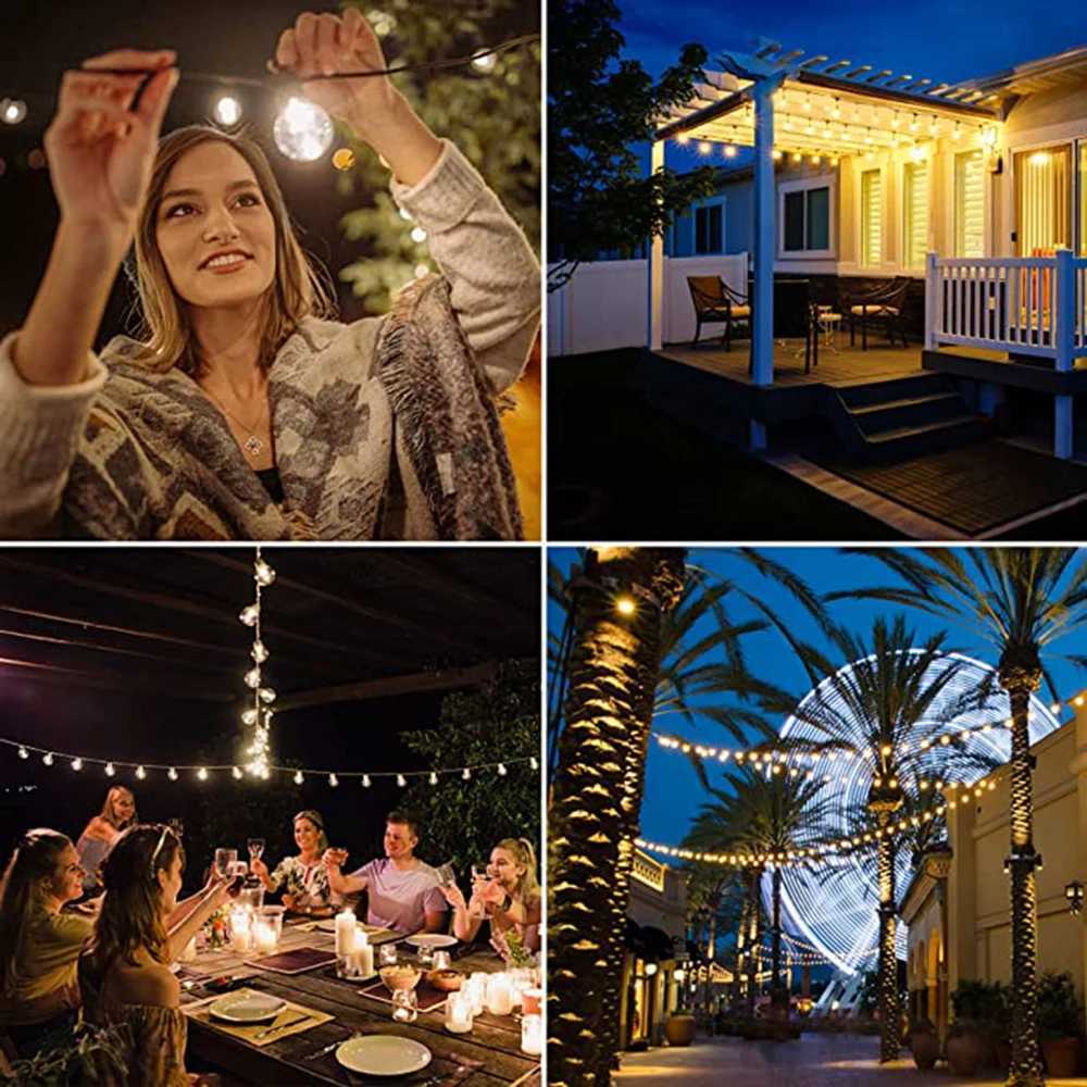 110V/220V Outdoor String Lights LED G40 Festoon Fairy Patio Garland Lamp Wedding Street Camping Garden Party Decoration Lights W250607