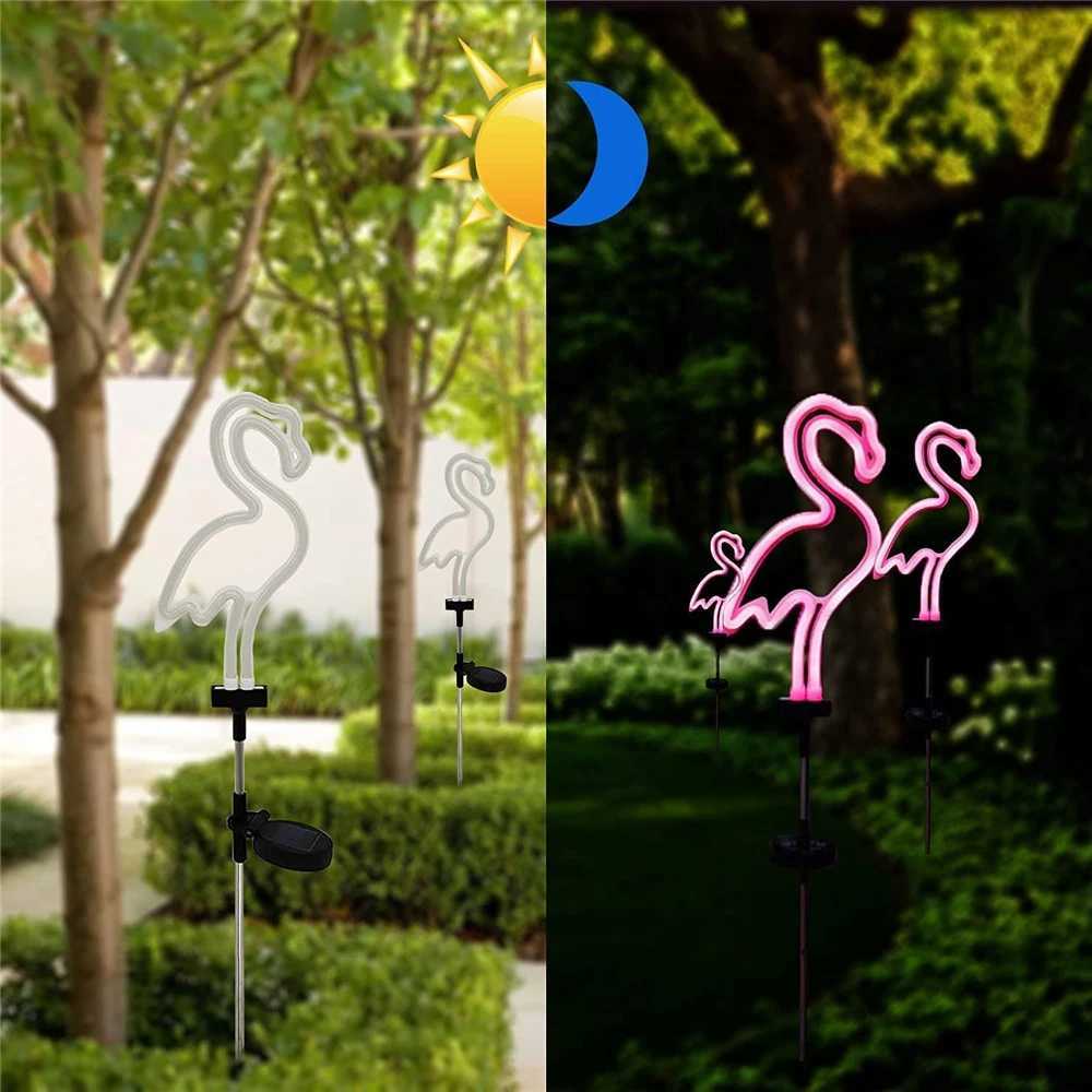 1/2/4 Pack Solar Neon Light Outdoor Flamingo Garden Lawn Decorations Solar Lights Outdoor Waterproof LED for Yard Garden PathXJ250606