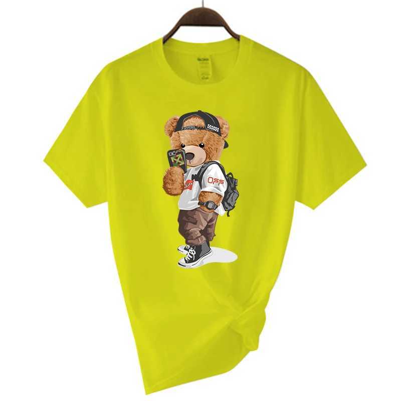 Luxury Brand Mens Short Sleeve T-shirts Summer Printed Black Funny Bear Harajuku Style Cotton Top y2k Streetwear Casual T Men X250607