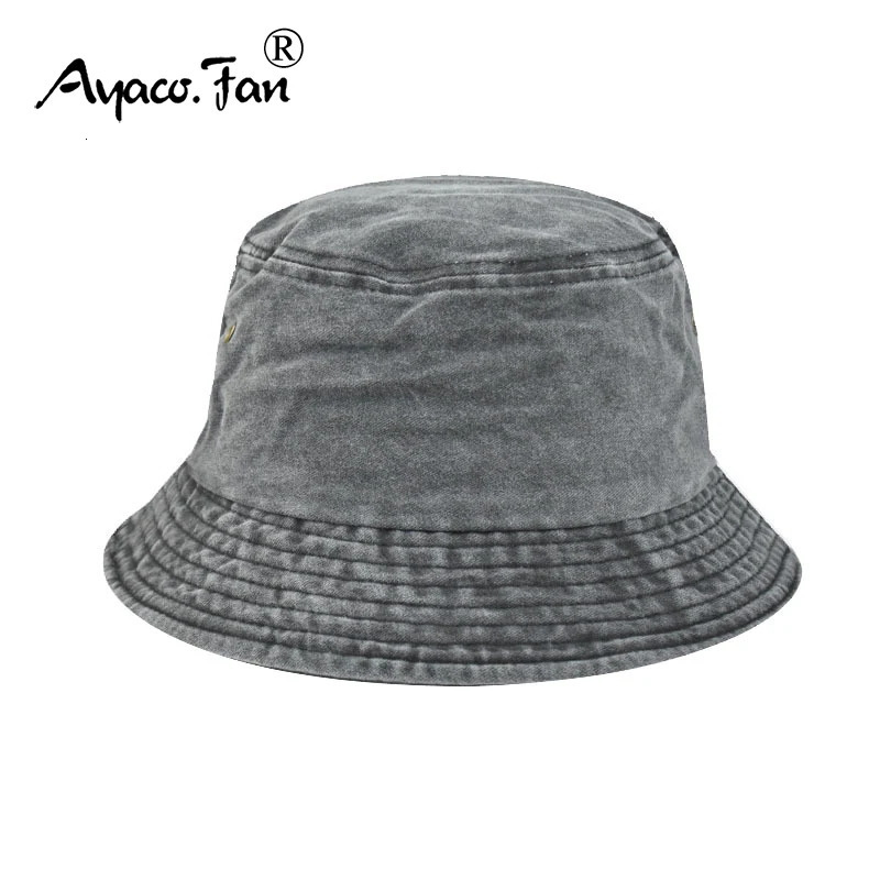 Solid Cotton Washed Denim Bucket Hats Unisex Bob Folding Fisherman Wide Brim Caps Hip Hop Gorros Men Women Panama Bucket Cap 250605