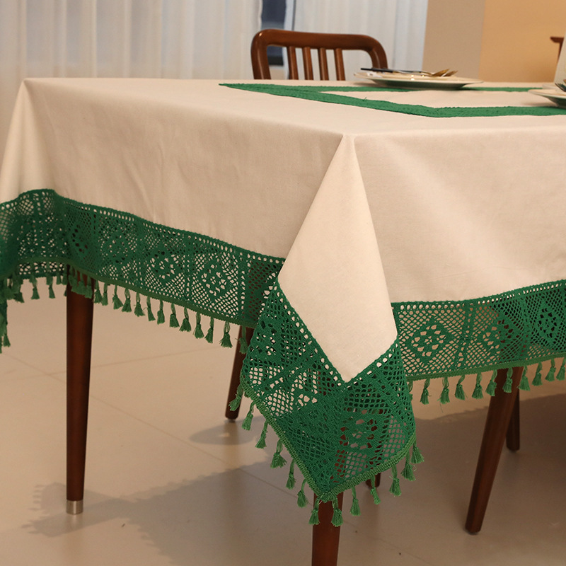 90077 tassel natural plain cotton and linen tablecloth cover cloth white tablecloth dustproof coffee table piano cover towel