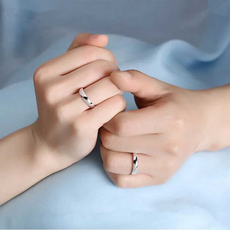 Buyee 925 Sterling Silver Engraving Name Ring Light Polishing Simple Ring for Women Men Classic Wedding Fine Jewelry Circle XJ250606