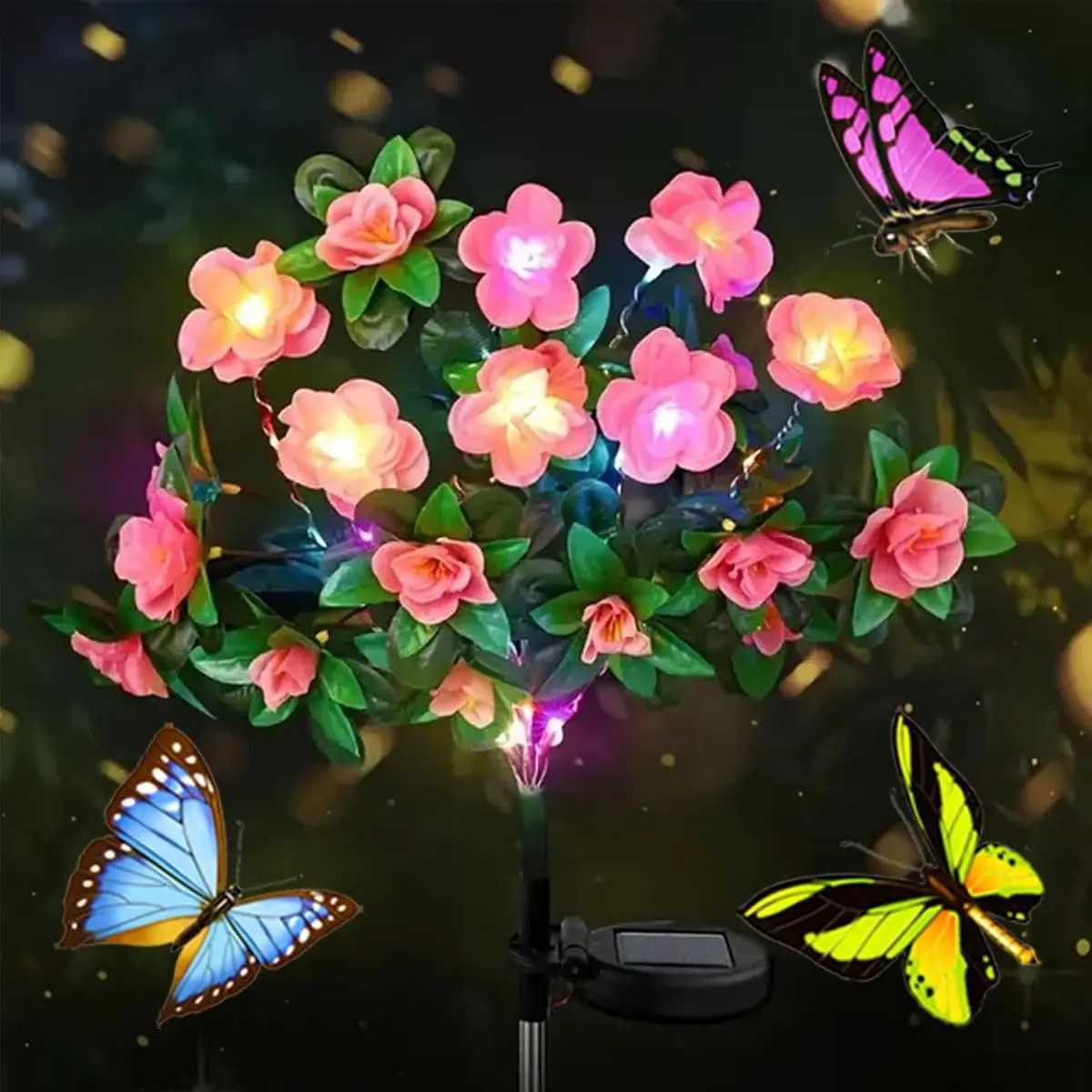 Waterproof LED Azalea Flower Solar Lights Outdoor Landscape Light for Lawn Patio Garden Path Decorative Lighting Best Gift W250607