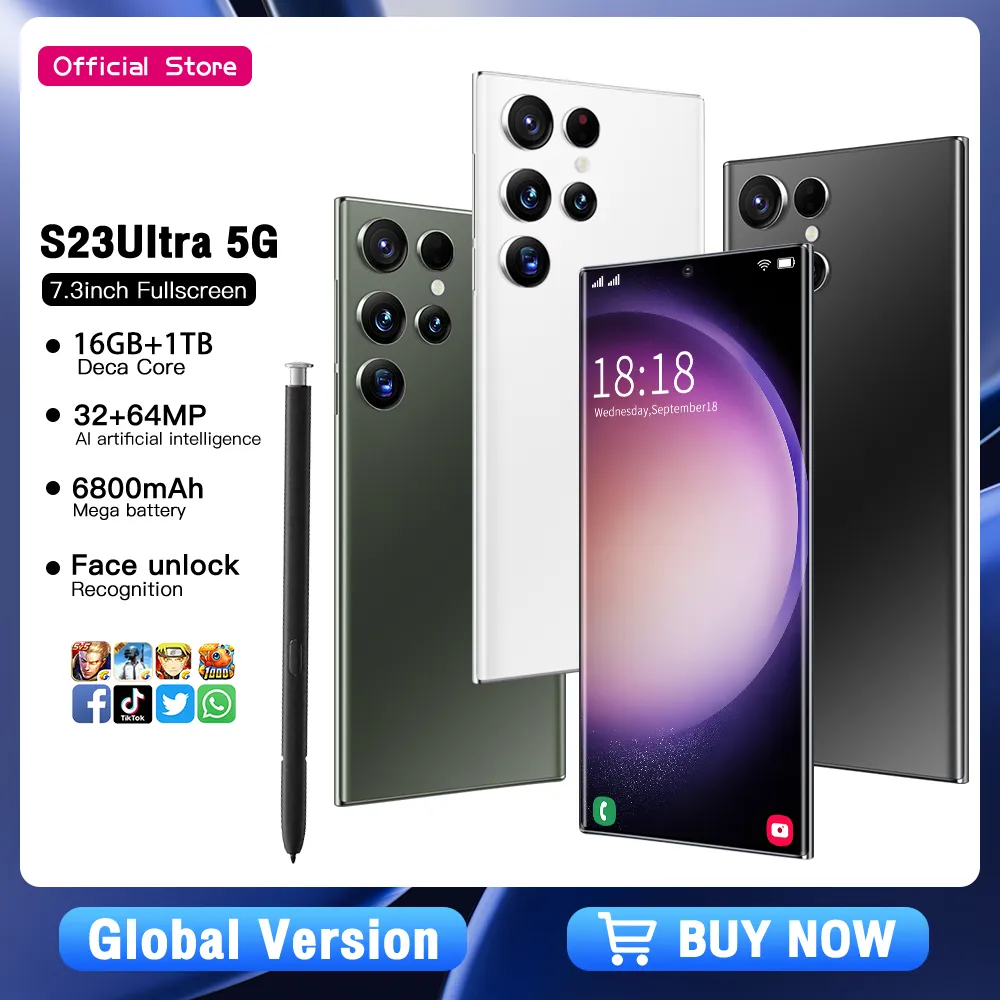 Android S23 extra large phone with 6.8-inch HD touchscreen and advanced gravity sensor for precise gestures