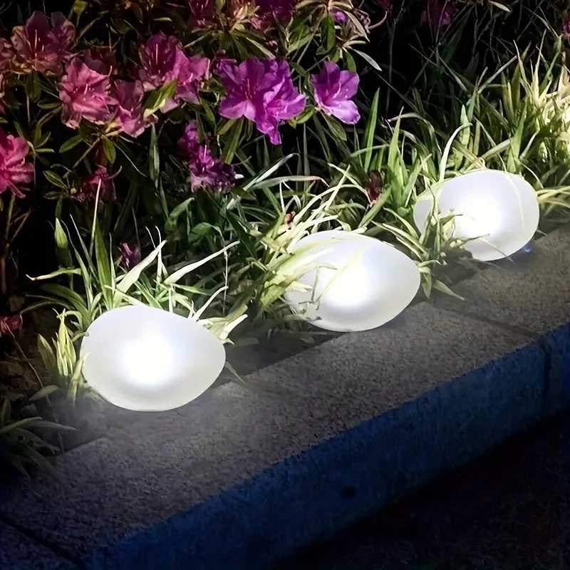1 PC White Frosted Glass Solar Ground Lamp Outdoor Waterproof Solar Pebble Light Wireless Decorative Garden Lawn Lamp XJ250606