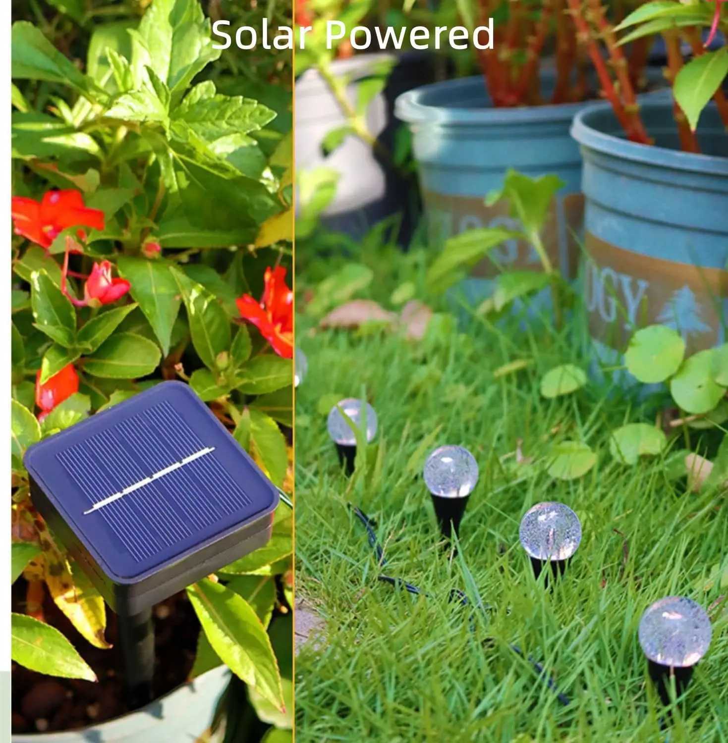 Solar Outdoor Fairy Lights with 8 Modes Warm White Globe Waterproof Stake Lamp Mini Crystal Bubble Decorative for Yard Pathway XJ250606